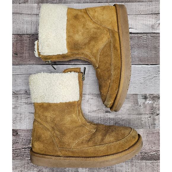 UGG KOOLABUURA Ankle BOOTS BOOTIES 1121540K Suede Fur Brown Zip Up Big Girl 4 - Picture 4 of 10